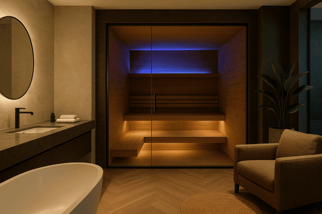 Luxury sauna integrated into modern celebrity bathroom — Why Celebrity Homes Are Investing in Luxury Saunas